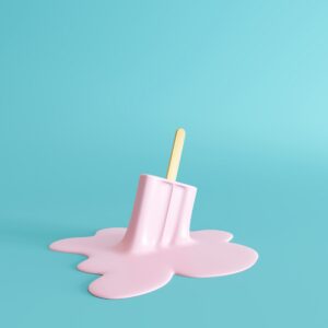 Pink,Stick,Ice,Cream,Melting,On,Pastel,Blue,Background.,Minimal | snackable content | | Site Hub
