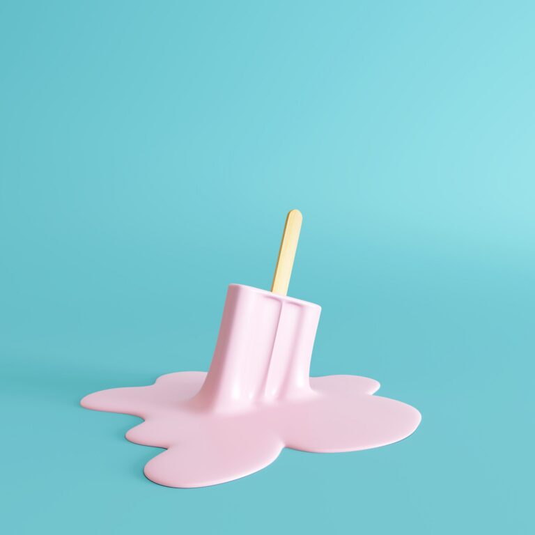 Pink,Stick,Ice,Cream,Melting,On,Pastel,Blue,Background.,Minimal | snackable content | | Site Hub