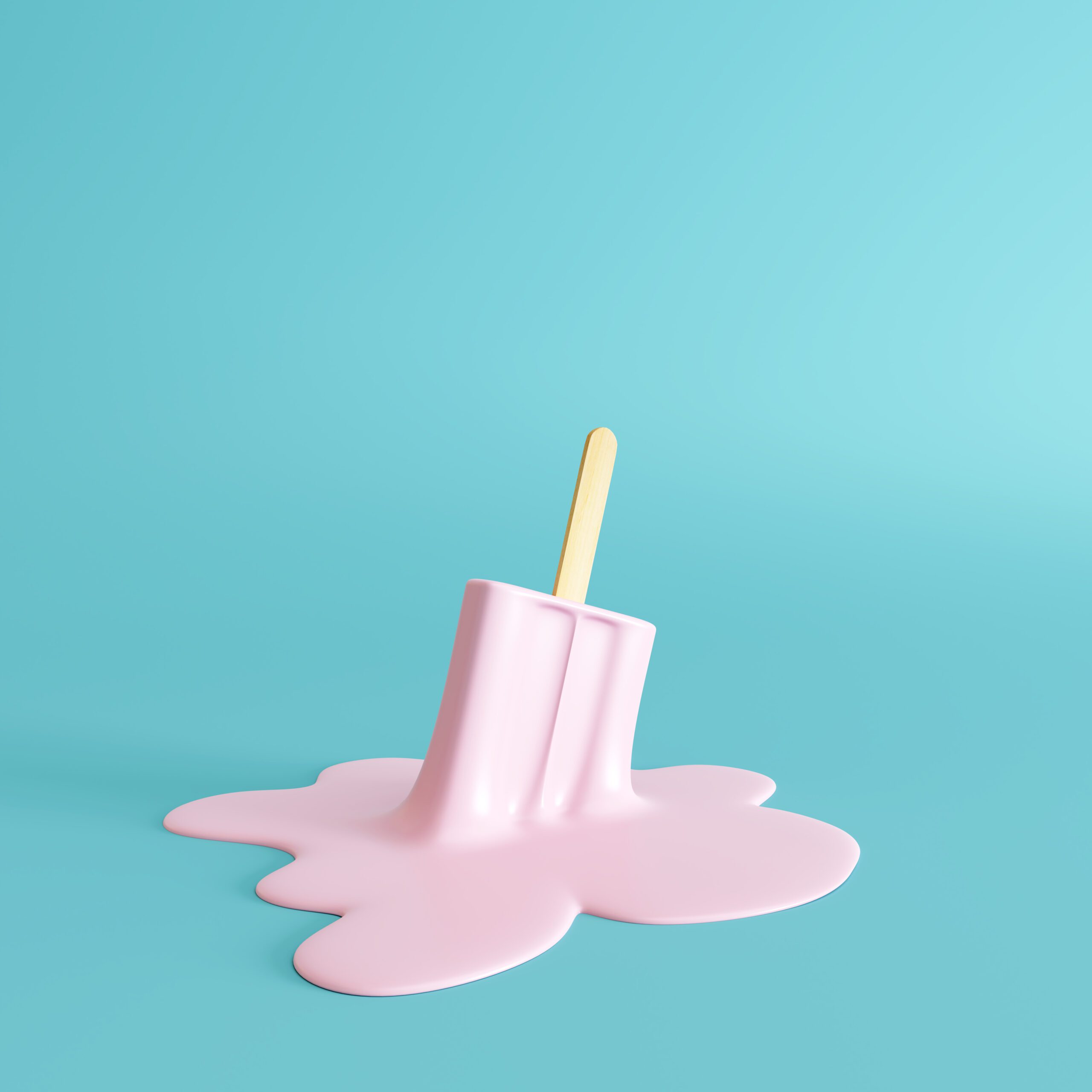 Pink,Stick,Ice,Cream,Melting,On,Pastel,Blue,Background.,Minimal | snackable content | | Site Hub