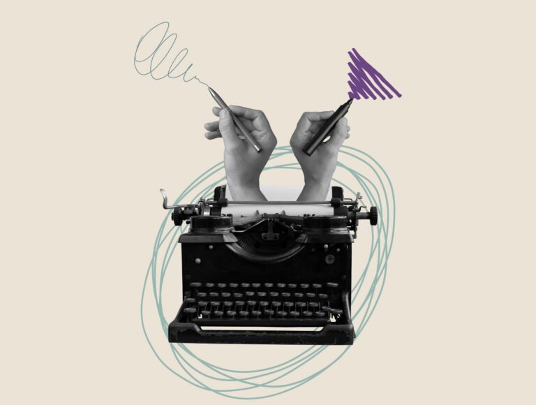 Art,Collage,With,An,Old,Typewriter,And,Hands,With,Pen. | Cybersecurity Agency Content Marketing | | Site Hub