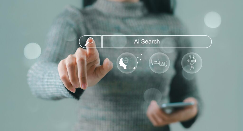 Businessman,Using,Smartphone,With,Ai,Search,Engine,Bar,For,Data | | | Site Hub