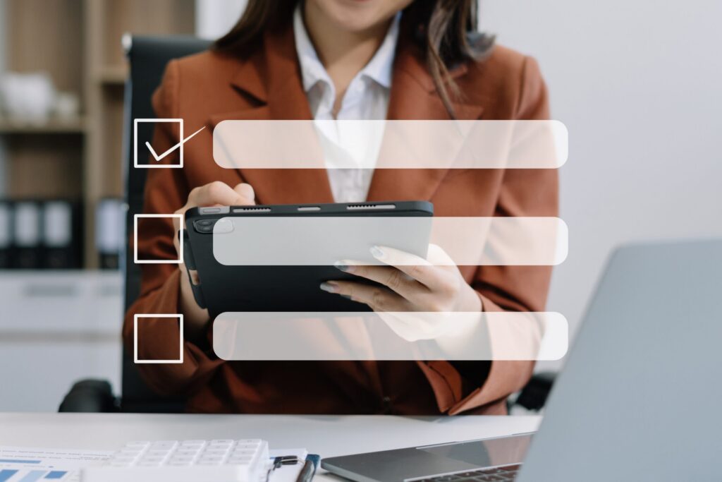 Business,Performance,Checklist,Concept,,Businesswoman,Using,Tablet,And,Laptop,Doing | | | Site Hub