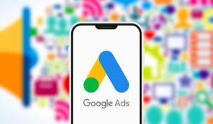 A smartphone displaying the Google Ads logo